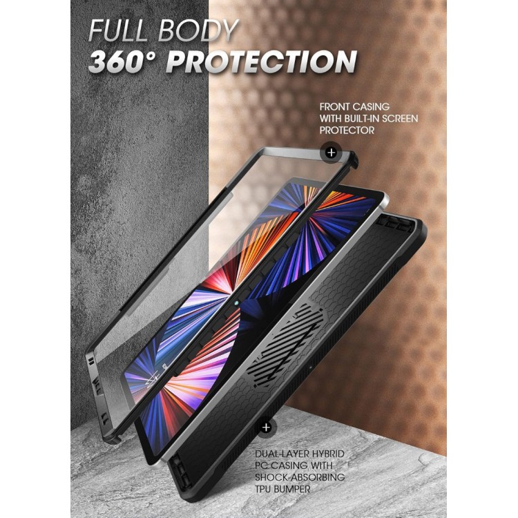 Θήκη SUPCASE UNICORN BEETLE PRO με υποδοχή για PENCIL,Kickstand & Προστατευτικό οθόνης, V2 για Apple IPAD PRO 11 (2022/2021/2020) - ΜΑΥΡΟ