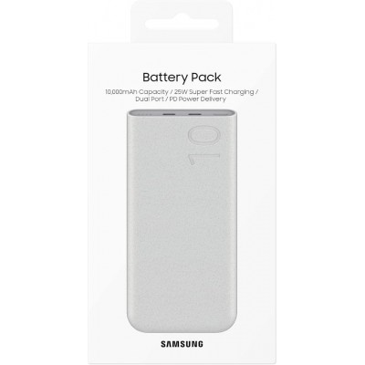 Samsung Γνήσια εξωτερική μπαταρία Power Bank 10000mAh με 2x Type-C θύρες, 25W Super Fast Charging - ΓΚΡΙ ΜΠΕΖ- EB-P3400XUEGEU