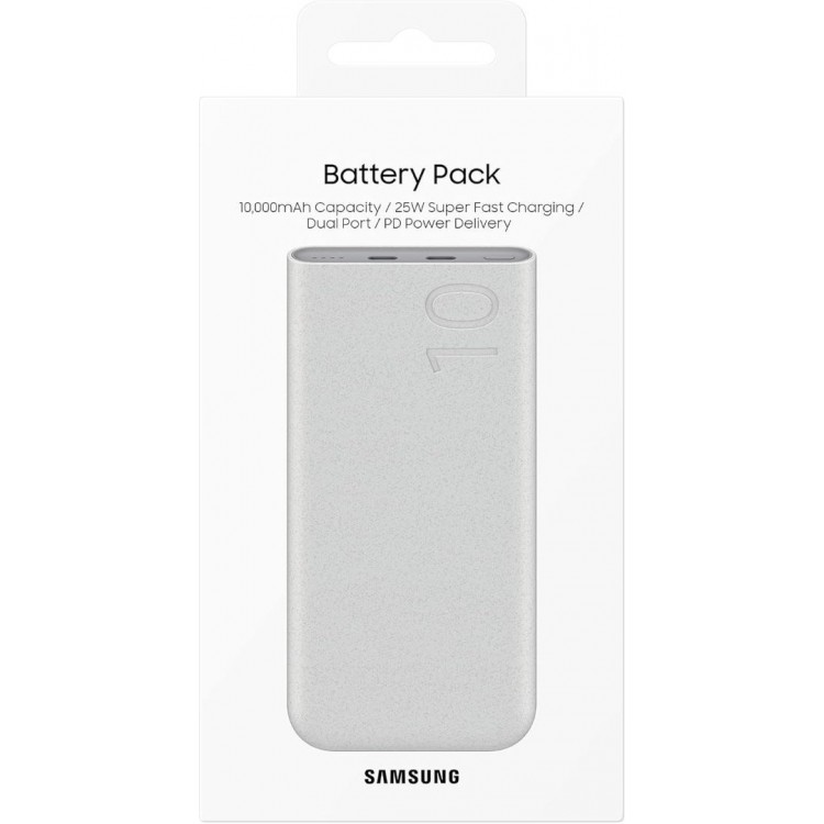 Samsung Γνήσια εξωτερική μπαταρία Power Bank 10000mAh με 2x Type-C θύρες, 25W Super Fast Charging - ΓΚΡΙ ΜΠΕΖ- EB-P3400XUEGEU