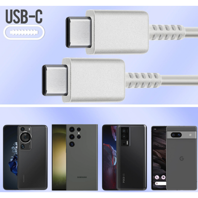 Samsung Γνήσιο καλώδιο USB-C σε USB-C , 1M - ΛΕΥΚΟ - BULK - EP-DN980