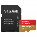 SanDisk Extreme Κάρτα μνήμης Micro SDXC with Adapter, Class 10, Read 190MB/s, U3, V30 - Red - 128GB - SDSQXAA-128G-GN6MA