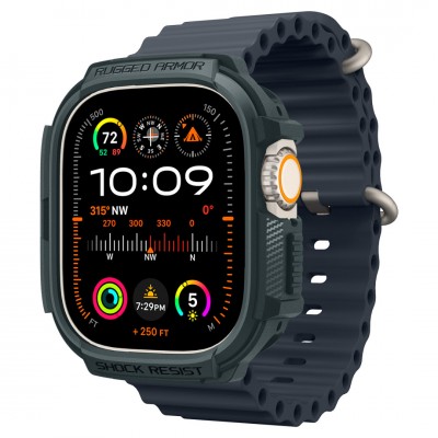 Θήκη Spigen SGP Rugged Armor PRO με λουράκι για Apple Watch ULTRA 1 / 2 (49 MM) - abyss ΠΡΑΣΙΝΟ - ACS07383