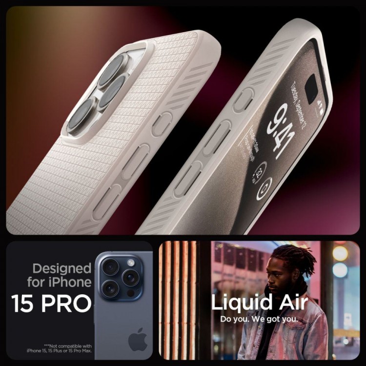 Θηκη Spigen SGP Liquid AIR για Apple iPhone 15 PRO MAX 6.7 2023 - Natural Titanium - ACS07212