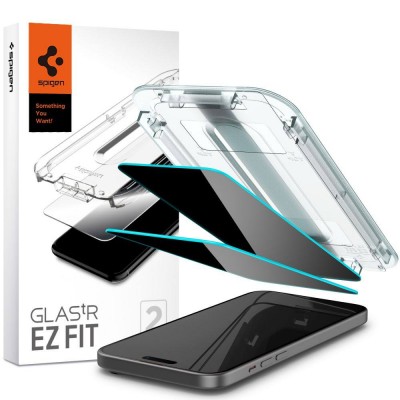 Spigen SGP Γυαλί προστασίας PRIVACY GLAS.tR EZ Fit SLIM CASE FRIENDLY για APPLE iPhone 15 6.1 2023 / 16 6.1 2024 - ΔΙΑΦΑΝΟ - 2 TEM - AGL06905