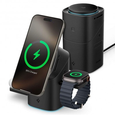 SPIGEN SGP ESSENTIAL EF223MS 3-σε-11 QI2 MagSafe ROTARY Mαγνητική Βάση Ασύρματης Φόρτισης για Αpple iPhone, Apple Watch Series, Airpods 15W - ΜΑΥΡΟ - ACH09542