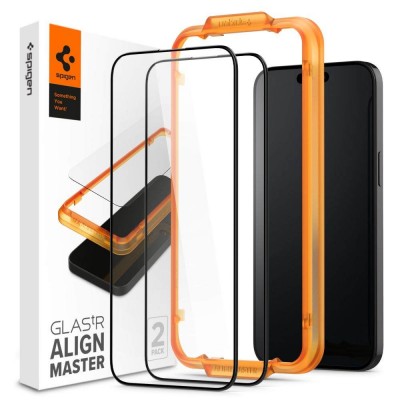 Spigen SGP Γυαλί προστασίας ALM FC SLIM CASE FRIENDLY με Applicator για APPLE iPhone 15 6.1 2023 - ΜΑΥΡΟ - 2-PACK - AGL06906