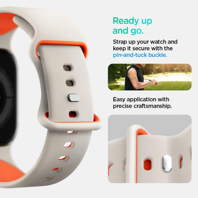 Spigen SGP NANO POP BAND Λουράκι για Apple Watch series 6 / 7 / 8 / 9 / 10 / SE / ULTRA 1 / 2 (44 / 45 / 46 / 49 MM) - ΜΠΕΖ ΠΟΡΤΟΚΑΛΙ - AMP09323