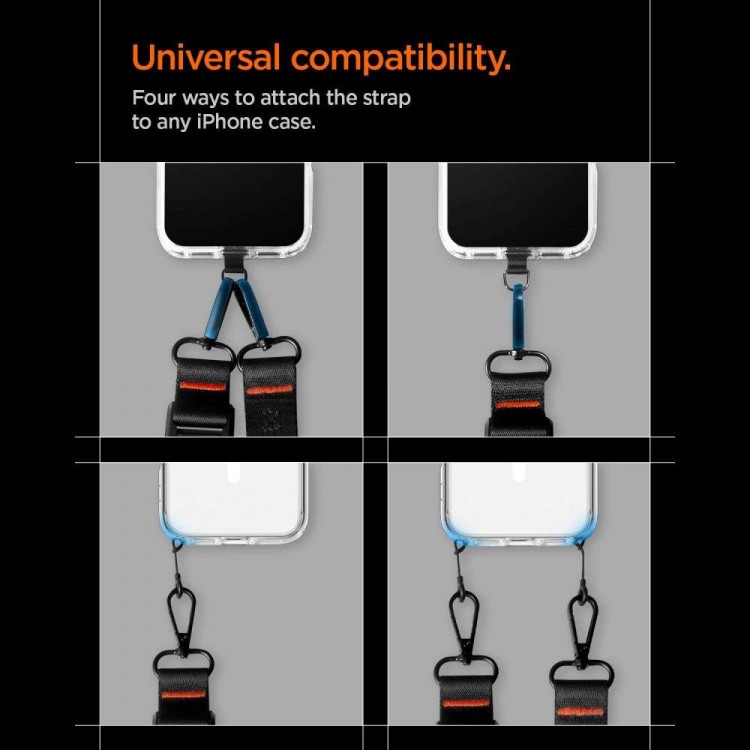 Spigen SGP Universal Crossbody Lanyard Λουράκι (Strap 1P + Connector 2P) DA30M,  LANYARD STRAP CROSSBODY για θήκη - ΜΑΥΡΟ - AFA10616