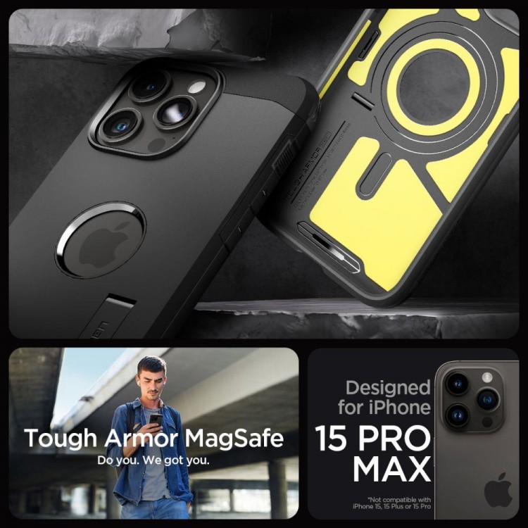 Θήκη Spigen SGP Tough Armor MAG MAGSAFE για Apple iPhone 15 PRO 6.1 2023 - ΓΡΑΦΙΤΗΣ - ACS06732