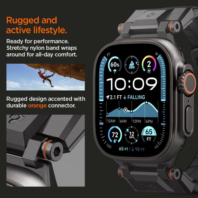 Spigen SGP DuraPro Armor λουράκι για APPLE WATCH Ultra 2/1 49mm / 9/8/7 45mm / SE/6/5/4 44mm / 3/2/1 42mm - BLACK EDITION - AMP09229