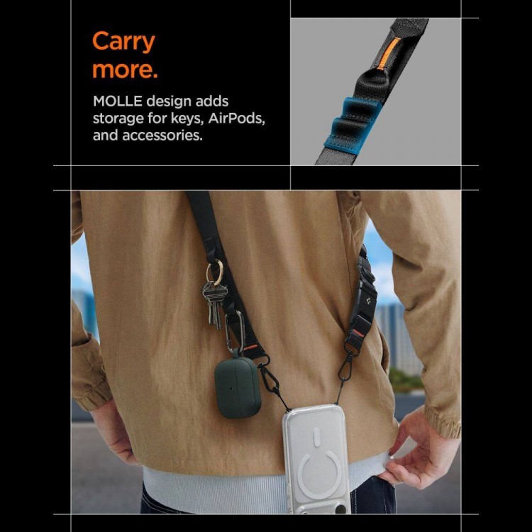 Spigen SGP Universal Crossbody Lanyard Λουράκι (Strap 1P + Connector 2P) DA30M,  LANYARD STRAP CROSSBODY για θήκη - ΜΑΥΡΟ - AFA10616