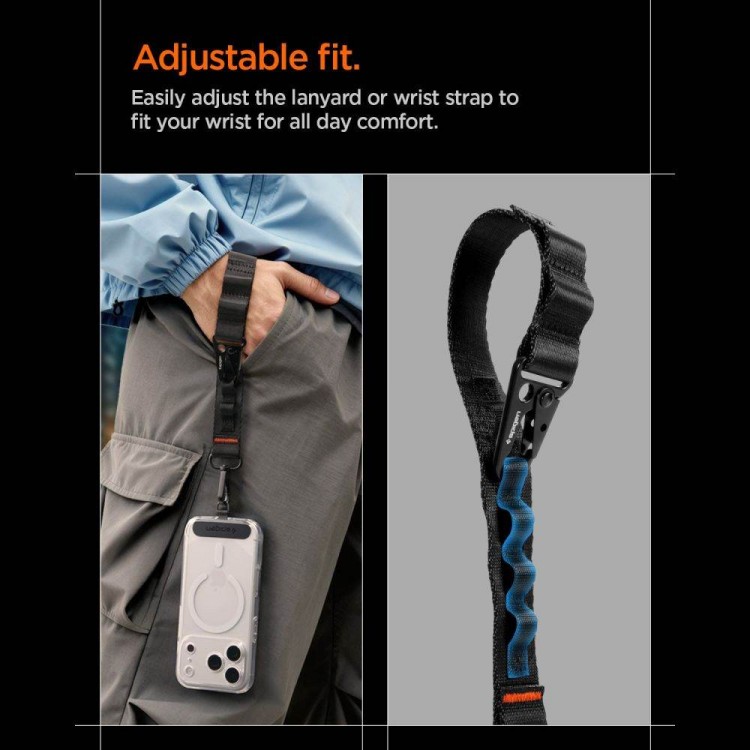 Spigen SGP Universal Crossbody Lanyard Λουράκι (Strap 1P + Connector 2P) DA30M,  LANYARD STRAP CROSSBODY για θήκη - ΜΑΥΡΟ - AFA10616