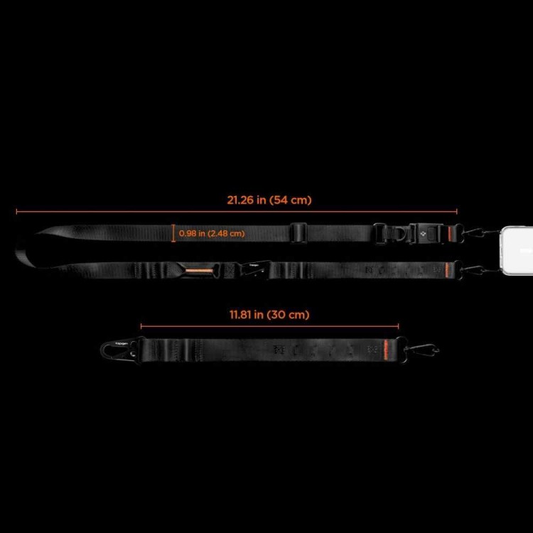 Spigen SGP Universal Crossbody Lanyard Λουράκι (Strap 1P + Connector 2P) DA30M,  LANYARD STRAP CROSSBODY για θήκη - ΜΑΥΡΟ - AFA10616