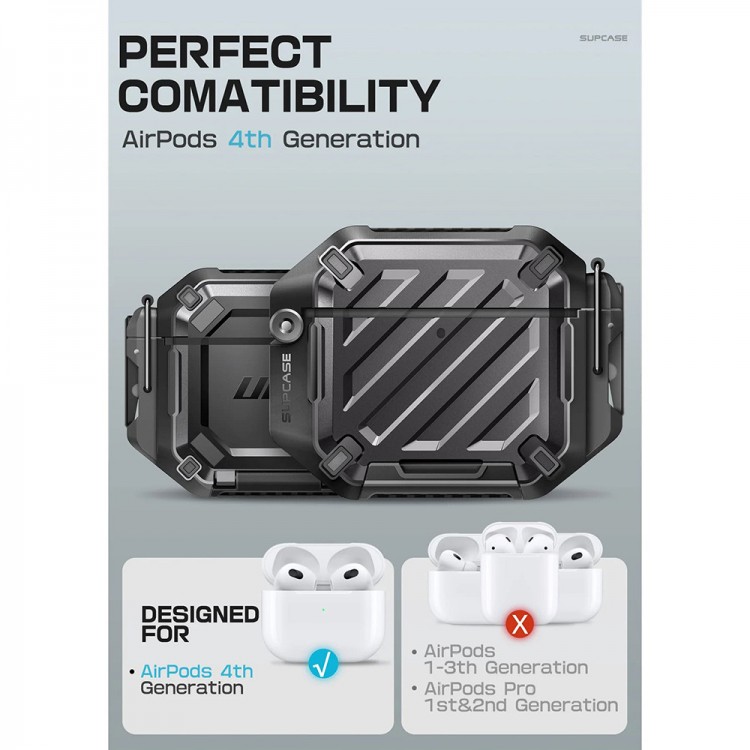 Θήκη SUPCASE UNICORN BEETLE PRO για Apple AirPods 4 2024 - ΜΑΥΡΟ