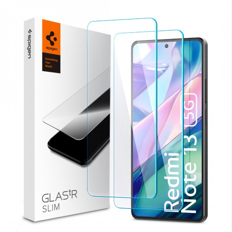 SPIGEN SGP Γυαλί προστασίας GLAS.TR SLIM 2-PACK για Xiaomi Redmi Note 13 5G - 2 τεμ. - AGL08294 - ΔΙΑΦΑΝΟ