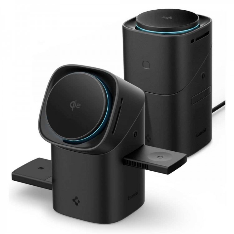 SPIGEN SGP ESSENTIAL EF223MS 3-σε-11 QI2 MagSafe ROTARY Mαγνητική Βάση Ασύρματης Φόρτισης για Αpple iPhone, Apple Watch Series, Airpods 15W - ΜΑΥΡΟ - ACH09542