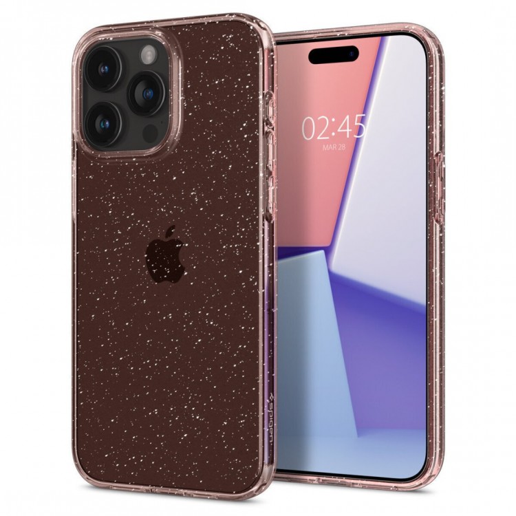 Θήκη Spigen SGP Liquid Crystal GLITTER για Apple iPhone 15 PRO MAX 2023 - ΔΙΑΦΑΝΗ ΡΟΖ GLITTER - ACS06560