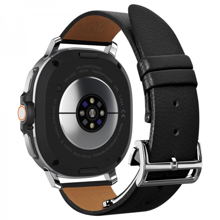 Spigen SGP ENZO Δερμάτινο λουράκι Designed για SAMSUNG GALAXY WATCH 8 / CLASSIC (40 / 44 / 46 MM) - ΜΑΥΡΟ - AMP10119