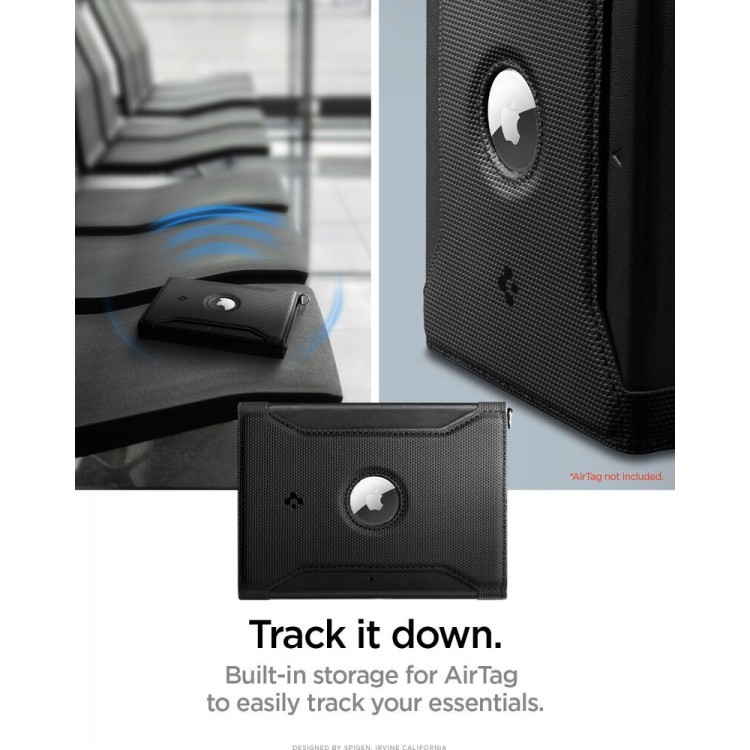 Spigen SGP Universal AirTag Πορτοφόλι Διαβατηρίου/Ταυτότητας με RFID Προστασία και κάρτας SIM - ΜΑΥΡΟ - AFA08852
