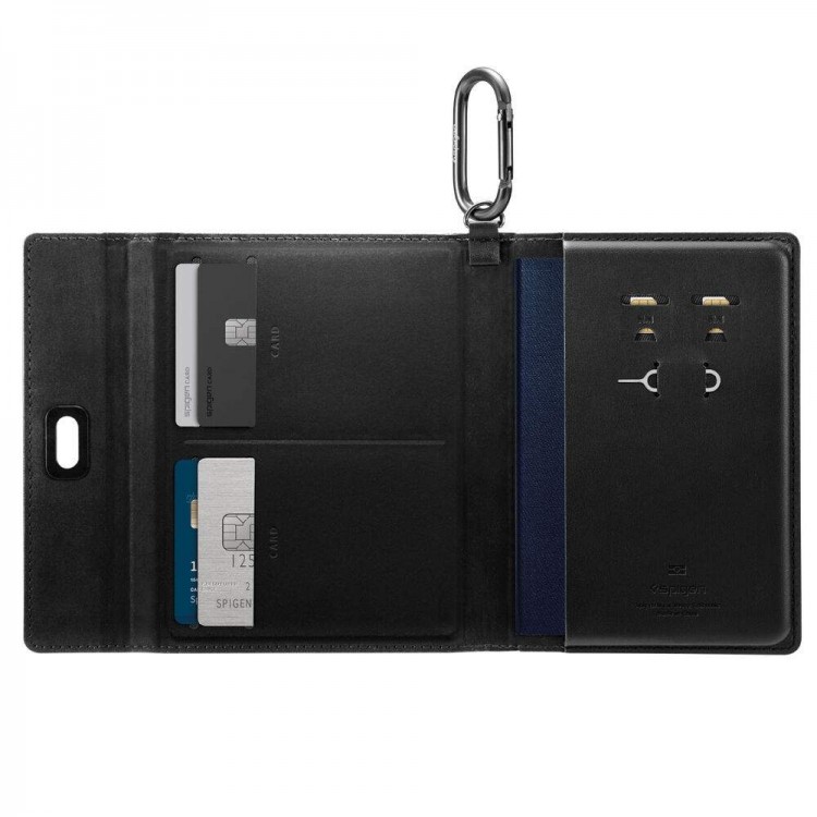 Spigen SGP Universal AirTag Πορτοφόλι Διαβατηρίου/Ταυτότητας με RFID Προστασία και κάρτας SIM - ΜΑΥΡΟ - AFA08852