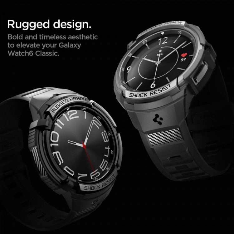 Θήκη Spigen SGP Rugged Armor PRO BAND με λουράκι για Samsung GALAXY WATCH 6 CLASSIC- 43MM - ΜΑΥΡΟ - ACS06492