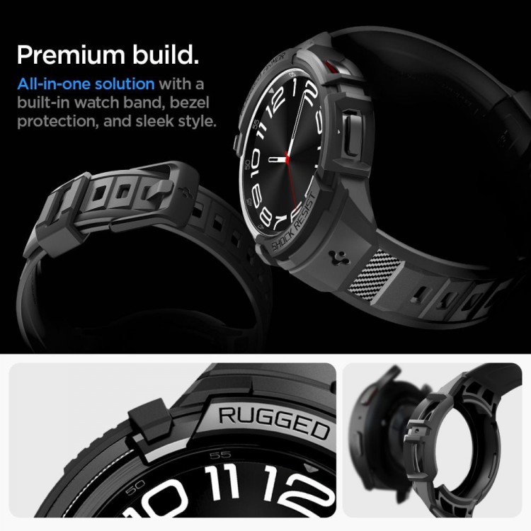 Θήκη Spigen SGP Rugged Armor PRO BAND με λουράκι για Samsung GALAXY WATCH 6 CLASSIC- 43MM - ΜΑΥΡΟ - ACS06492