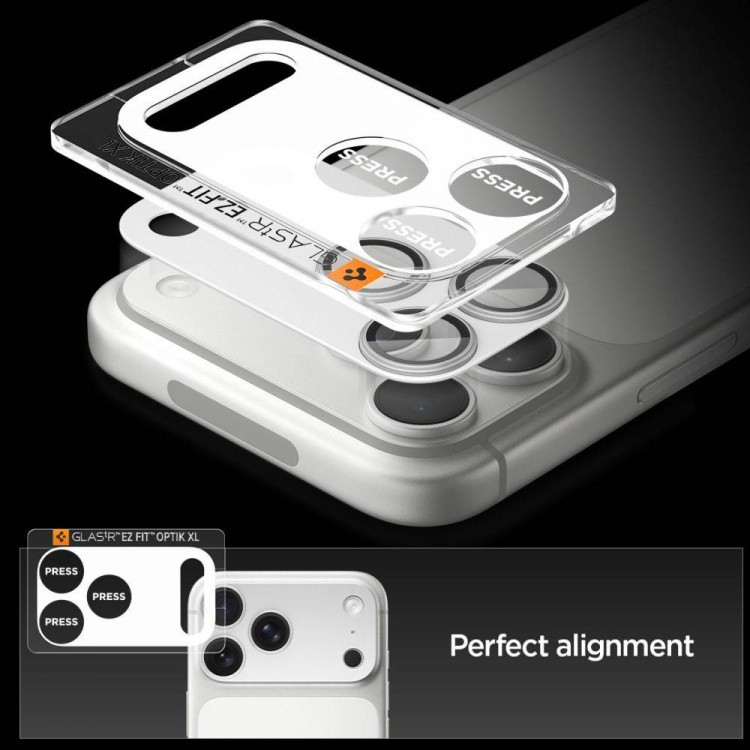SPIGEN SGP Glas.tR Optik Pro XL EZ FIT CAMERA PROTECTOR Γυαλί προστασίας ΠΛΑΙΣΙΟΥ ΦΑΚΩΝ 9H για CAMERA LENS για Apple iPhone 17 6.3/ iPhone 17 Pro 6.3 5G 2025 - ΑΣΗΜΙ - AGL10647