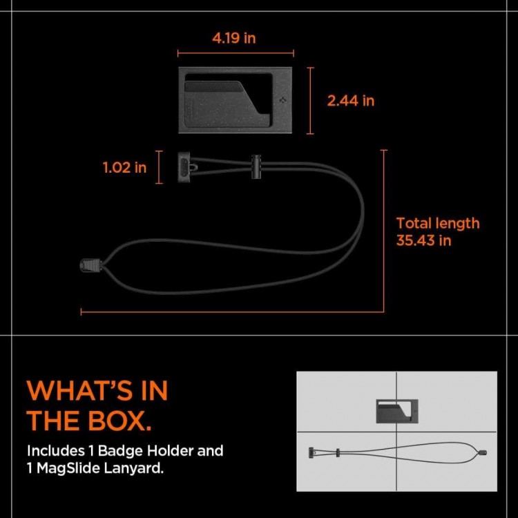 Spigen SGP MagSlide Badge θήκη με Strap, Vertical ID Holder ταυτότητας με Removable Lanyard ID - Μαύρο - AFA08860