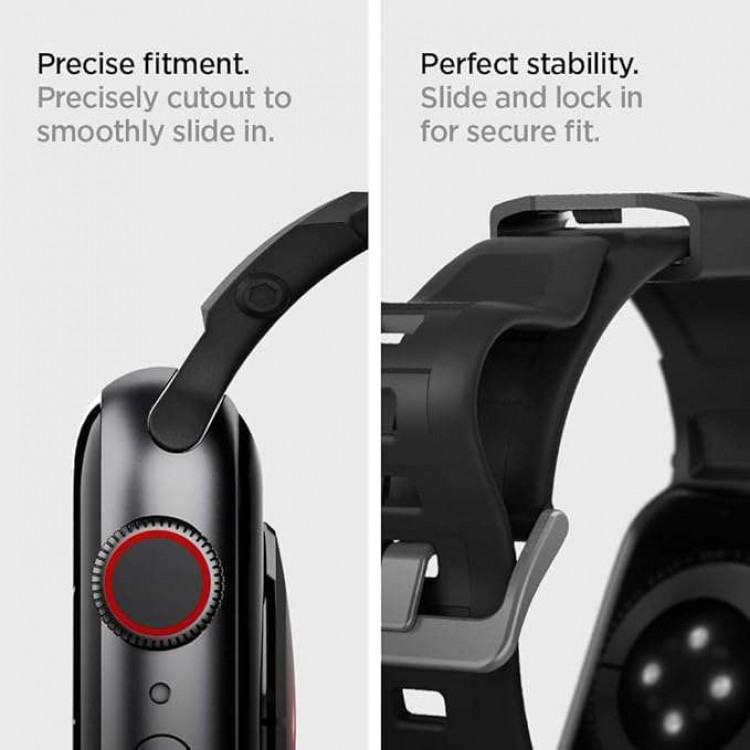 Spigen SGP Rugged Armor λουράκι για Apple Watch series Ultra 2/1 49mm, Series 10 46mm and Series 9/8/7/6/5/4/SE 45mm, 44mm - ΜΑΥΡΟ - AMP02854