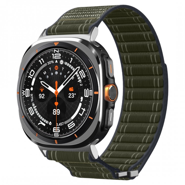 Spigen SGP WBF0 Fabric Band (hook-and-loop) Υφασμάτινο Λουράκι για Samsung Galaxy Watch Ultra 47MM - ΠΡΑΣΙΝΟ ΧΑΚΙ - AMP10147
