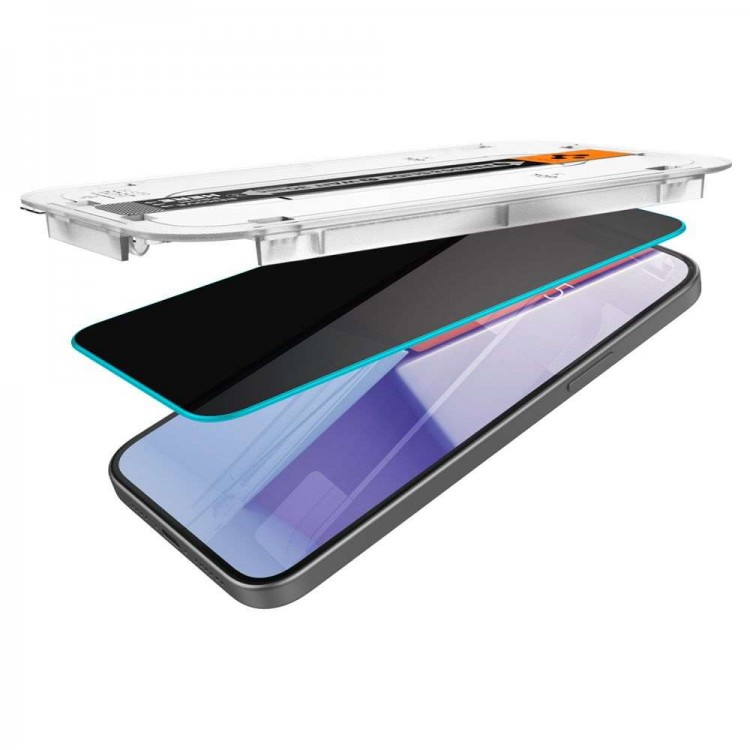 Spigen SGP Γυαλί προστασίας PRIVACY GLAS.tR EZ Fit SLIM CASE FRIENDLY για APPLE iPhone 15 6.1 2023 / 16 6.1 2024 - ΔΙΑΦΑΝΟ - AGL07121 