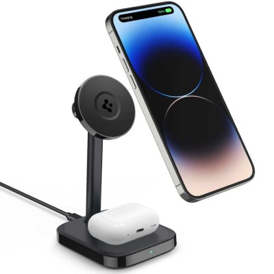 Spigen SGP PF2100 ARCFIELD Μαγνητική DUAL UNIVERSAL βάση Φόρτισης MagSafe για SMARTPHONES, Apple iPhone, AirPods - MAΥΡΟ - ACH05439