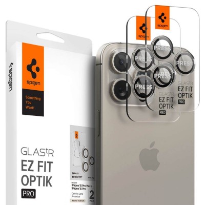 SPIGEN SGP OPTIK.TR EZ FIT CAMERA PROTECTOR Γυαλί προστασίας ΦΑΚΩΝ 9H για CAMERA LENS για Apple IPHONE 14 PRO/ 14 PRO MAX/ 15 PRO/ 15 PRO MAX/ 16 PRO/ 16 PRO MAX - NATURAL TITANIUM - AGL07163 - 2-TEM