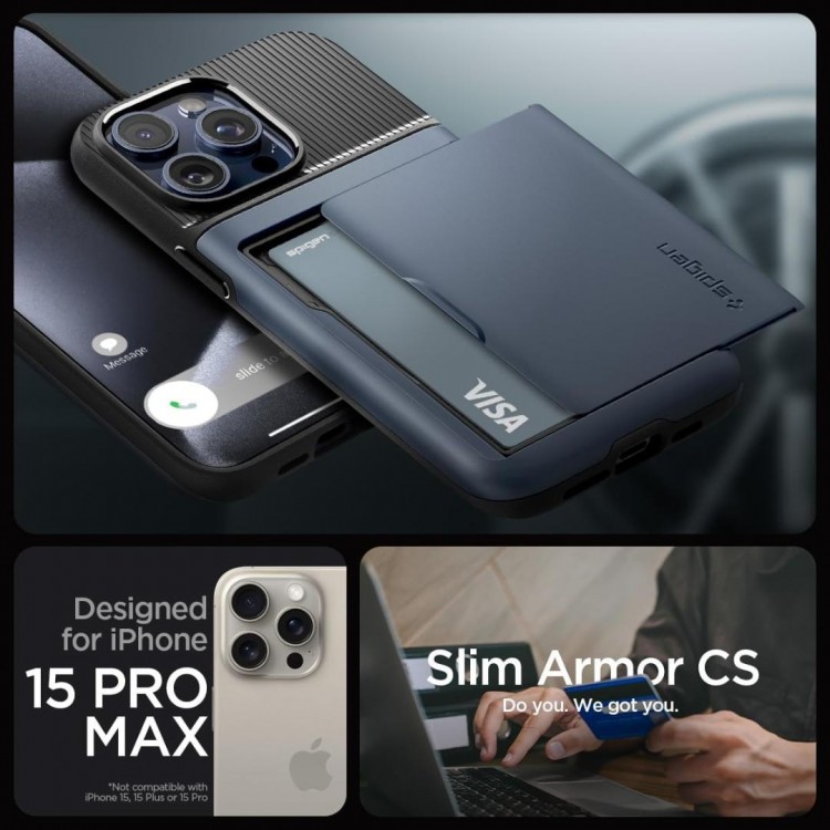 Θήκη Spigen SGP Slim Armor CS για APPLE iPhone 15 PRO MAX 6.7 2023 - ΜΠΛΕ - ACS06591