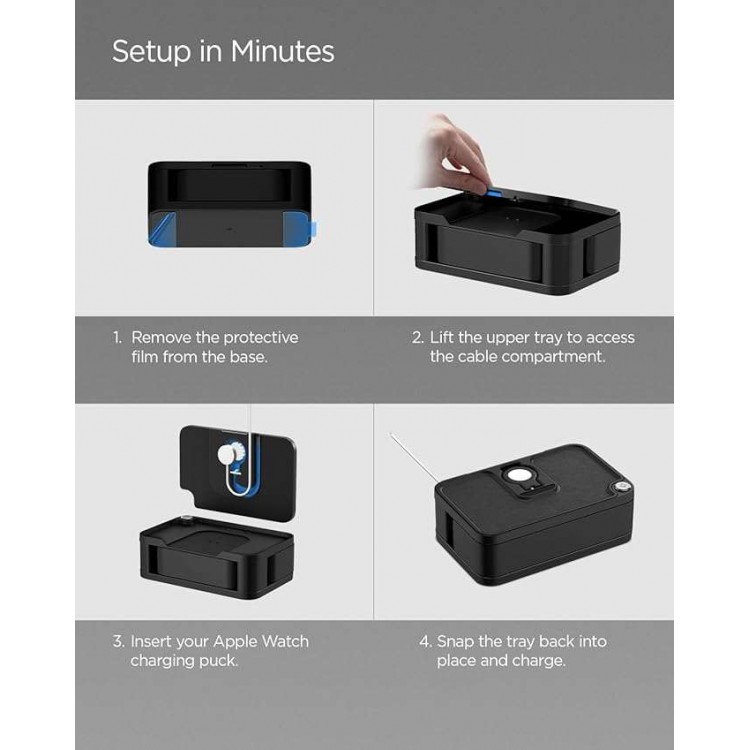 Spigen SGP Επιτραπέζια βάση Organizer για Apple Watch Band S340 με λειτουργία φόρτισης, 90° σύστημα περιστροφής & αποθηκευτικούς χώρους - ΜΑΥΡΟ - AMP07602