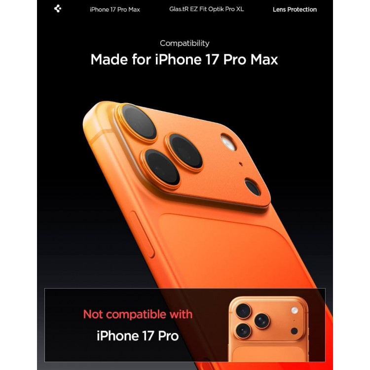 SPIGEN SGP Glas.tR Optik Pro XL EZ FIT CAMERA PROTECTOR Γυαλί προστασίας ΠΛΑΙΣΙΟΥ ΦΑΚΩΝ 9H για CAMERA LENS για Apple iPhone 17 Pro Max 6.9 5G 2025 - Cosmic ΠΟΡΤΟΚΑΛΙ - AGL10650 SPIGEN SGP Glas.tR Optik Pro XL EZ FIT CAMERA PROTECTOR Γυαλί προστασίας ΠΛΑΙΣΙΟΥ ΦΑΚΩΝ 9H για CAMERA LENS για Apple iPhone 17 Pro Max 6.9 5G 2025 - Cosmic ΠΟΡΤΟΚΑΛΙ - AGL10650