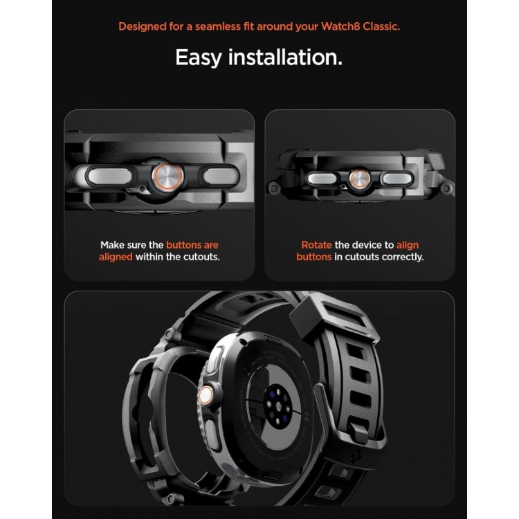 Θήκη Spigen SGP Rugged Armor PRO για Samsung GALAXY WATCH 8 CLASSIC 2025 - 46MM - ΜΑΥΡΟ - ACS10013