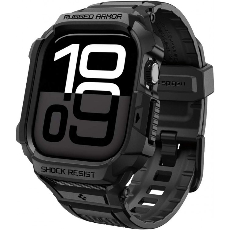Θήκη Spigen SGP Rugged Armor PRO 2 με λουράκι για Apple Watch series 10/11 - 46mm - ΜΑΥΡΟ - ACS10503