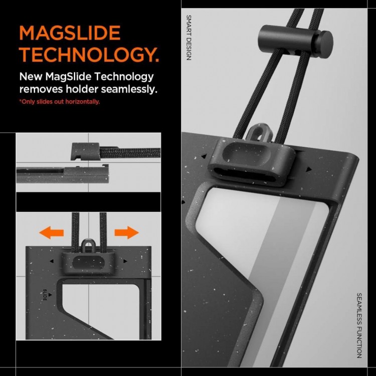 Spigen SGP MagSlide Badge θήκη με Strap, Vertical ID Holder ταυτότητας με Removable Lanyard ID - Μαύρο - AFA08860