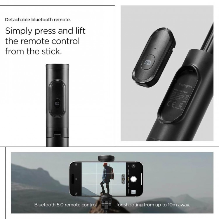 Spigen SGP Velo MAGSAFE AUTO-OPEN ΑΣΥΡΜΑΤΟ Selfie Stick Bluetooth Remote ΤΡΙΠΟΔΑΣ 360 - S541W - ΜΑΥΡΟ - AMP09336