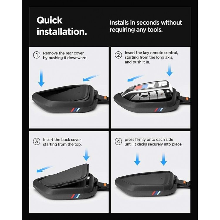 Θήκη Spigen SGP BK100 BMW Κλειδί με Carabiner κ κορδόνι, συμβατό με BMW Smart Key Remote Control Cover - ΜΑΥΡΟ - ACS10425