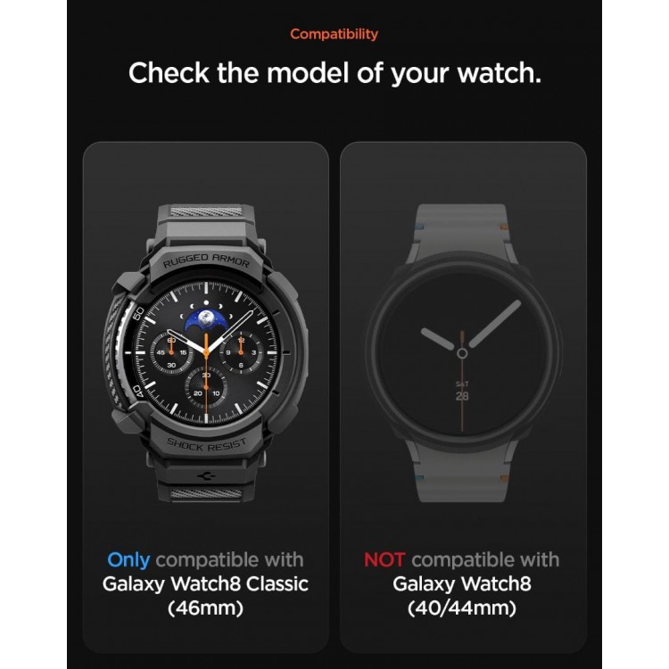 Θήκη Spigen SGP Rugged Armor PRO για Samsung GALAXY WATCH 8 CLASSIC 2025 - 46MM - ΜΑΥΡΟ - ACS10013