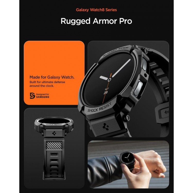 Θήκη Spigen SGP Rugged Armor PRO για Samsung GALAXY WATCH 8 2025 - 44MM - ΜΑΥΡΟ - ACS10007