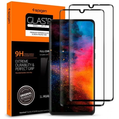 SPIGEN SGP Tempered Glass GLAST.R HD Full Coverage FC Case Friendly 3D 0.23MM for HUAWEI P30 - BLACK - L38GL25748 - 2 PCS