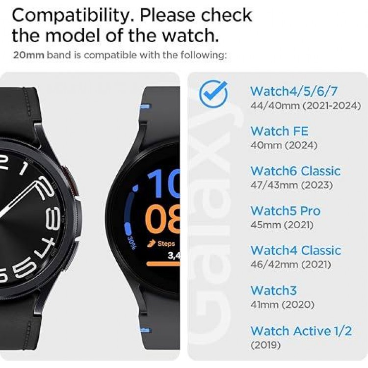 Spigen SGP BAND FIT LITE Υφασμάτινο Λουράκι για SAMSUNG GALAXY WATCH 7 40 mm/44 mm (2024) FE (2024) 6/6 Classic 5/5 Pro 4/4 Classic - ΜΑΥΡΟ - AMP04040