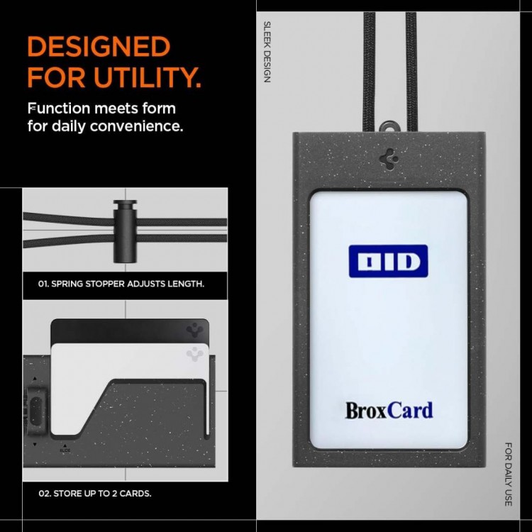 Spigen SGP MagSlide Badge θήκη με Strap, Vertical ID Holder ταυτότητας με Removable Lanyard ID - Μαύρο - AFA08860