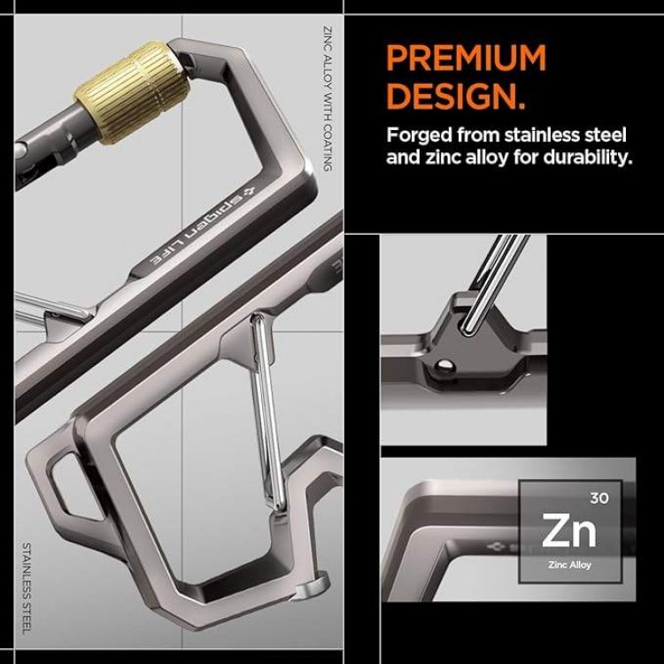 SPIGEN SGP Carabiner μπρελόκ για κλειδιά, 2ΗΣ Γενιάς, με ανοιχτήρι - 1 ΤΕΜ - ΓΡΑΦΙΤΗΣ - AHP08894