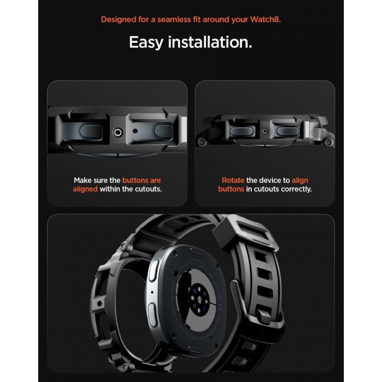 Θήκη Spigen SGP Rugged Armor PRO για Samsung GALAXY WATCH 8 2025 - 44MM - ΜΑΥΡΟ - ACS10007