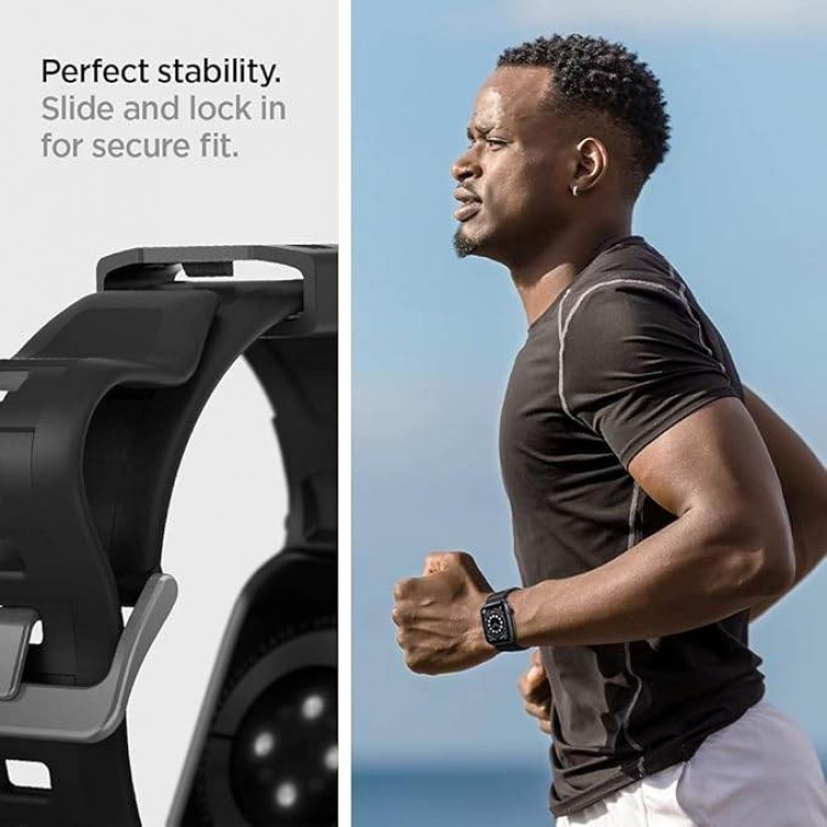 Spigen SGP Rugged Armor λουράκι για Apple Watch series Ultra 2/1 49mm, Series 10 46mm and Series 9/8/7/6/5/4/SE 45mm, 44mm - ΜΑΥΡΟ - AMP02854