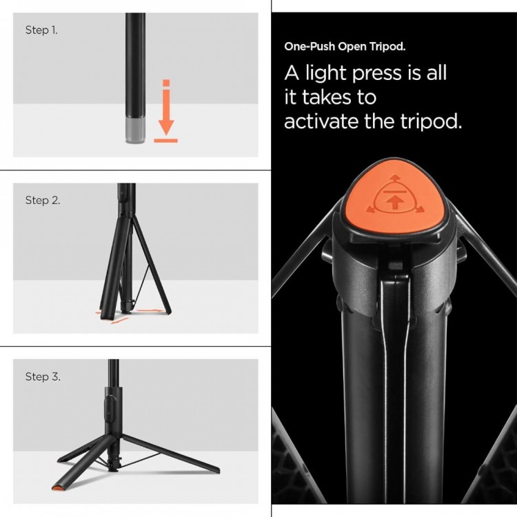 Spigen SGP Velo MAGSAFE AUTO-OPEN ΑΣΥΡΜΑΤΟ Selfie Stick Bluetooth Remote ΤΡΙΠΟΔΑΣ 360 - S541W - ΜΑΥΡΟ - AMP09336